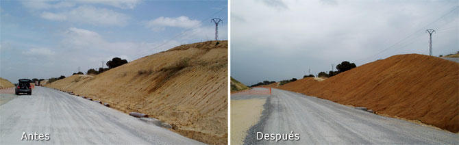 Trabajos para proteger los taludes de desmonte